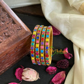 Kids Silk Thread Kundan Bangle-Multicolor-G4920